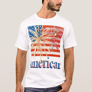 Us-flagga med fyrverkerier t-shirt