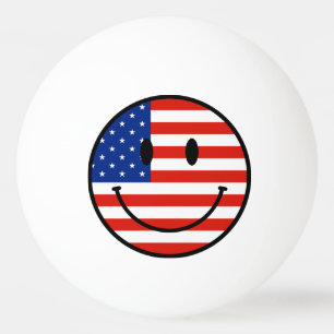 US Flagga med leende Ansikte Pingisboll