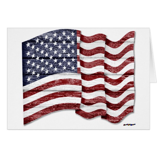 US Flagga med trämorn Hälsningskort (Framsidan Horizontal)