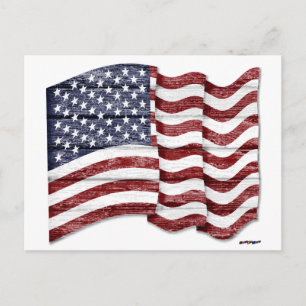 US Flagga med trämorn Vykort