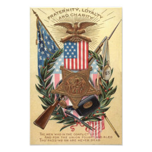 US Flagga Medal Wandekrans Rifle Bayonet Fototryck