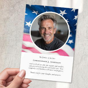 US Flagga Miliotic Patriotic Sympathy Photo Funera Tack Kort
