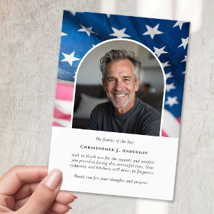 US Flagga Miliotic Patriotic Sympathy Photo Funera Tack Kort