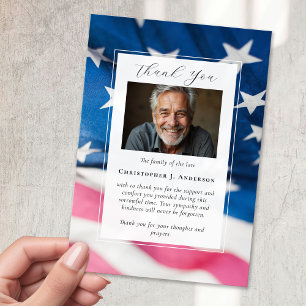 US Flagga Miliotic Patriotic Sympathy Photo Funera Tack Kort