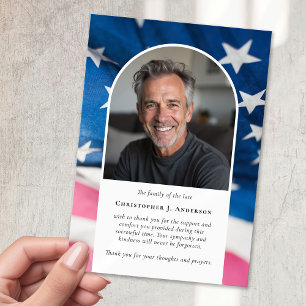US Flagga Miliotic Patriotic Sympathy Photo Funera Tack Kort