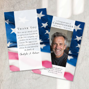 US Flagga Miliotic Patriotic Sympathy Photo Funera Tack Kort