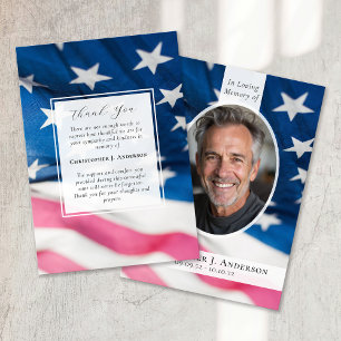 US Flagga Miliotic Patriotic Sympathy Photo Funera Tack Kort