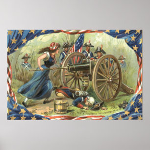 US Flagga Molly Pitcher Cannon Poster