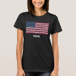 US Flagga Mosaic Design (vit text) Kvinnor T-Shirt