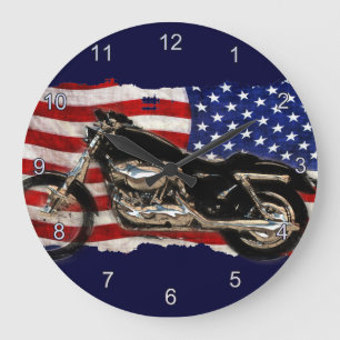 Us-flagga, motorcykel, Motorbike, Hog Stor Klocka