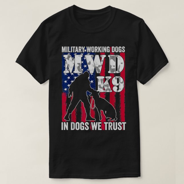 US Flagga MWD K9 Militär Hund T Shirt (Design framsida)