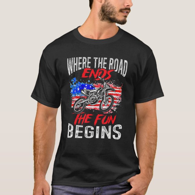 US Flagga MX Motocross där vägen slutar roligten b T Shirt (Framsida)