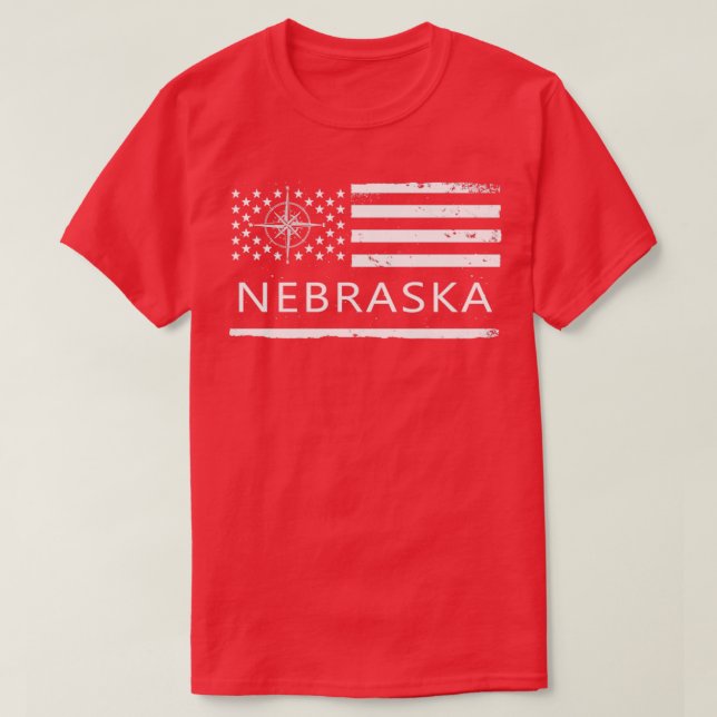 Us Flagga Nebraska Nebraska State Kärlek T Shirt (Design framsida)