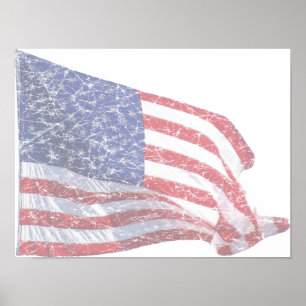 US Flagga - nödlidande Poster