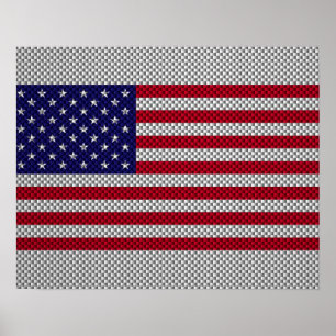 US Flagga om Stil-decor för kolfiber Poster