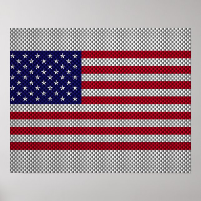 US Flagga om Stil-decor för kolfiber Poster (Framsidan)