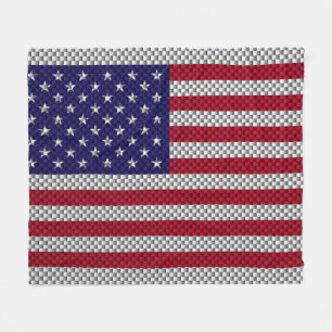 US Flagga on Carbon Fiber Stil Decor Print Fleecefilt