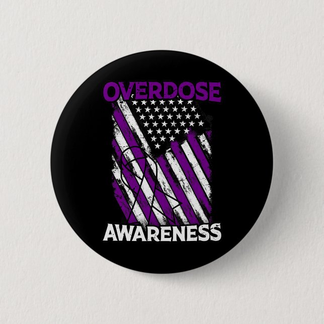 US Flagga Överdosering Opioid Överkänslighet mot ö Knapp (Framsida)