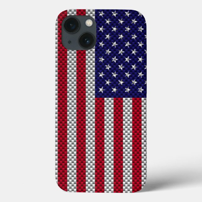 US Flagga på kolfiberliknande utskrift (Baksida)