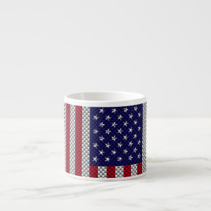 US Flagga på kolfiberliknande utskrift Espressomugg