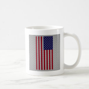 US Flagga på kolfiberliknande utskrift Kaffemugg