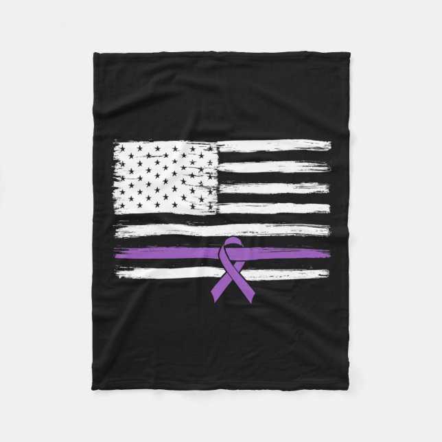 US Flagga Pancreatic Cancer Awareness Fleecefilt (Framsidan)