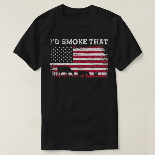 US Flagga Patriotic Barbecue ID Smoke that Grillin T Shirt (Design framsida)