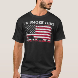 US Flagga Patriotic Barbecue ID Smoke that Grillin T Shirt