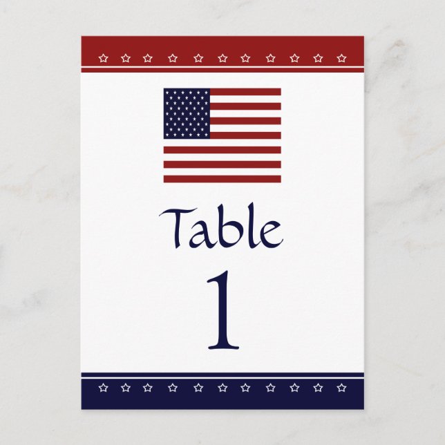 US Flagga Patriotic Party Bordsnummer Cards (Framsida)