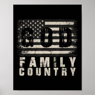 US Flagga Patriotic Veteran God Family Land Memor Poster