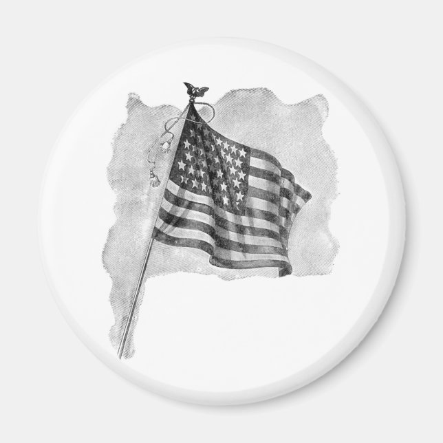 US Flagga Patriotic Vintage Art Magnet (Framsidan)