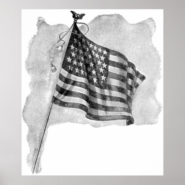 US Flagga Patriotic Vintage Art Print Poster (Framsidan)