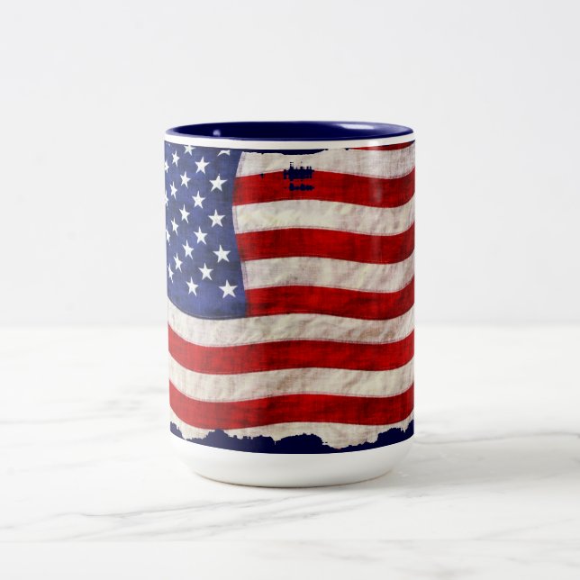 US Flagga, patriotisk design, stjärnor och Rand Två-Tonad Mugg (Center)