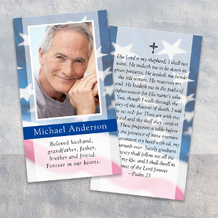 US Flagga Photo Memorial Prayer Card Visitkort