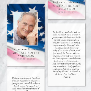 US Flagga Photo Memorial Prayer Card Visitkort