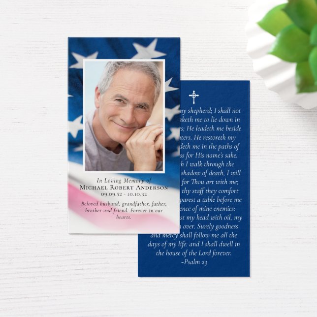US Flagga Photo Memorial Prayer Card Visitkort (Skivbord)