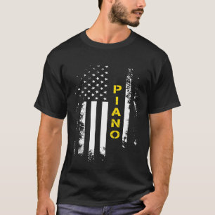 US Flagga Piano American Flagga Pianist Music Joke T Shirt