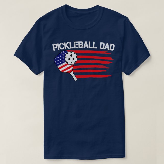 US Flagga Pickleball Pappa Pickleball Player Funny T Shirt (Design framsida)
