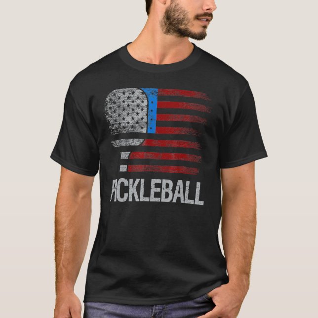 US Flagga Pickleball Player Paddleball Älskare_1 T Shirt (Framsida)