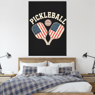 US Flagga Pickleball Spelare Canvastryck