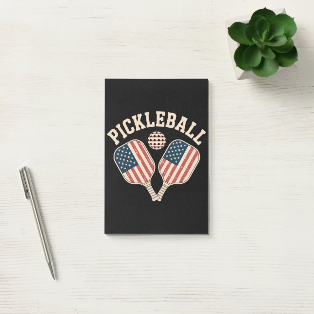 US Flagga Pickleball Spelare Post-it Block (Kontor)