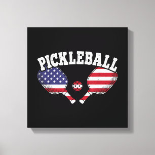 US Flagga Pickleball Spelare Vintage Pickle Boll K Canvastryck