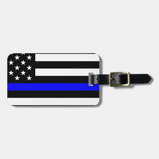 - US Flagga Police Thin Blue Line Bagagebricka (Horisontell Framsida)