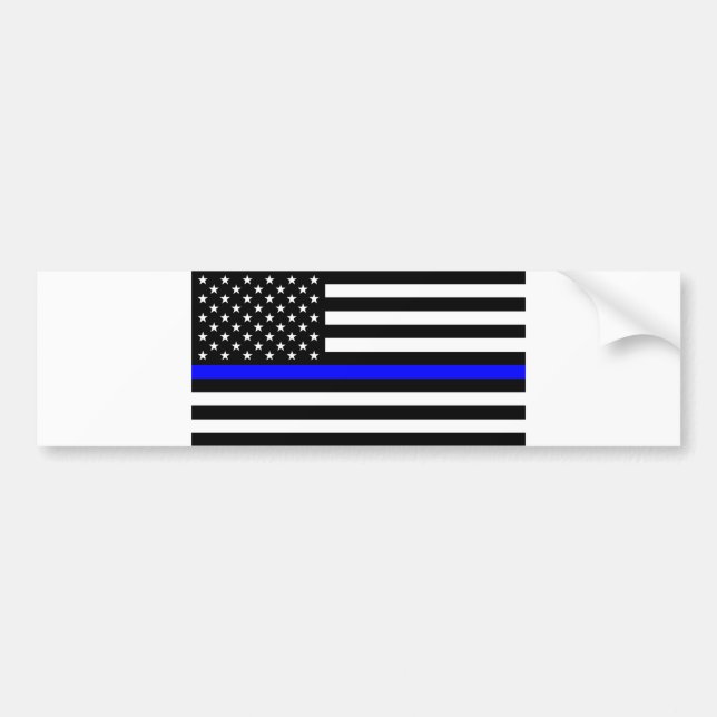 - US Flagga Police Thin Blue Line Bildekal (Framsidan)