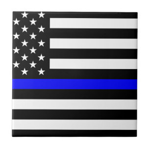 - US Flagga Police Thin Blue Line Kakelplatta