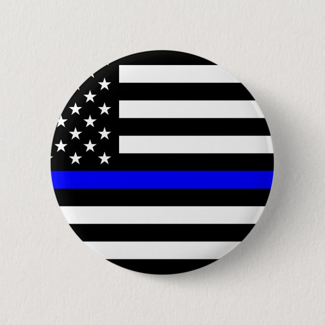 - US Flagga Police Thin Blue Line Knapp (Framsida)