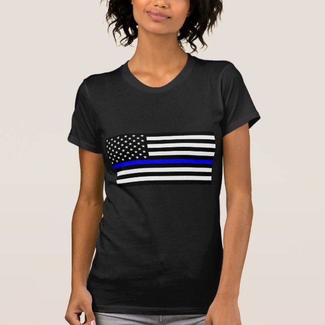 - US Flagga Police Thin Blue Line Tröja (Framsida)