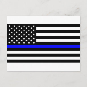 - US Flagga Police Thin Blue Line Vykort
