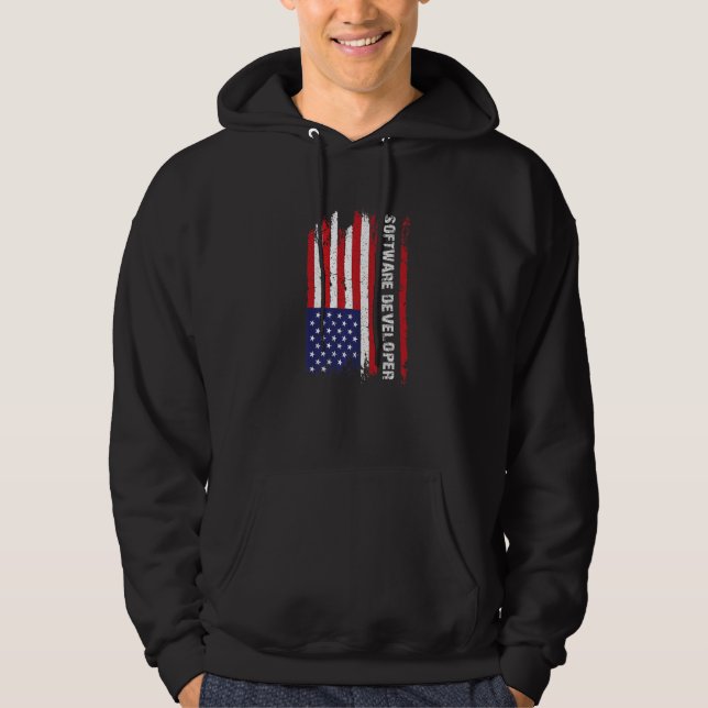 US-Flagga Programmerare Programmering Expert Mjukv Hoodie (Framsida)