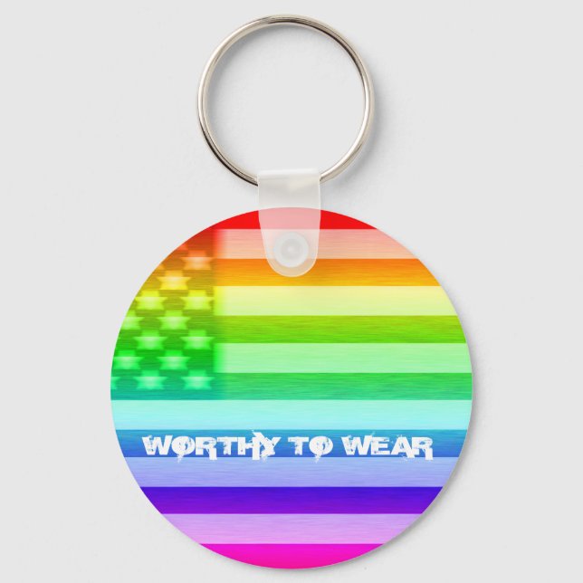 US Flagga Rainbow Shield - värd för Bära Nyckelring (Framsida)